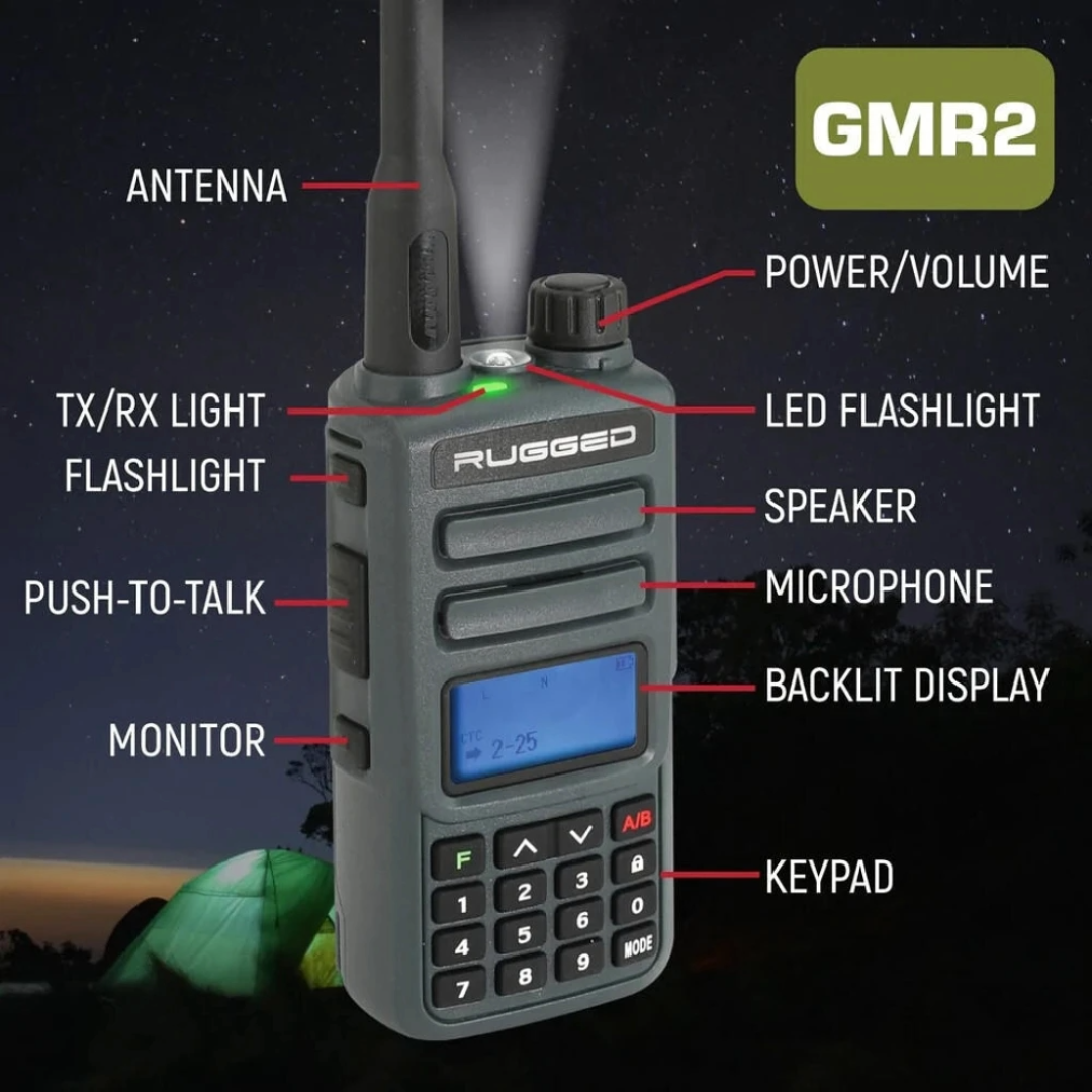 Rugged Radios GMR2 GMRS/FRS Handheld Radio (Grey)