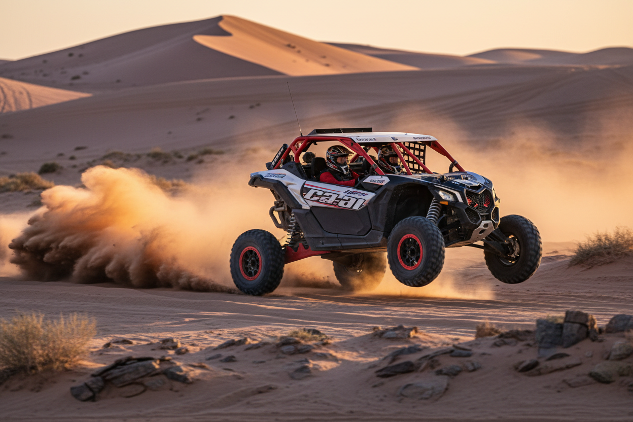 Maverick X3 saltando en el desierto
